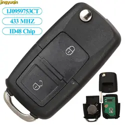 Jingyuqin 1J0959753CT/DJ/AG/1M0959753C/E 433MHZ ID48 Chip For Volkswagen VW MK4 Seat Altea Alhambra 2BTN Remote Car Key Fob