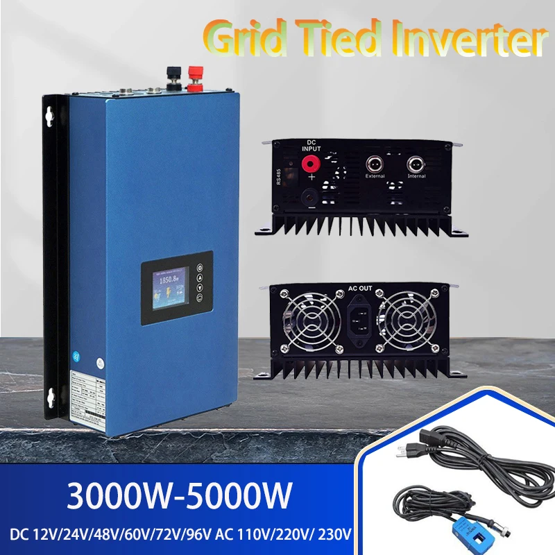 High Quality 5000W Wind Grid Tie Inverter DC 22-65V or 45-90V to AC110V230V Auto MPPT Pure Sine Wave with Limiter Wifi Optiona