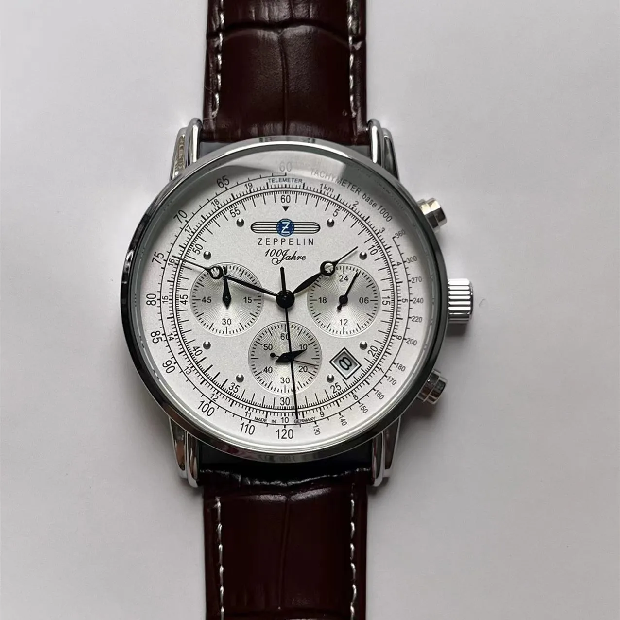 Zeppelin Airship Automatic Date Mens Leather Band Fashion Luxury  Business Cases Men Watches Gift Men's Watch Reloj Hombre