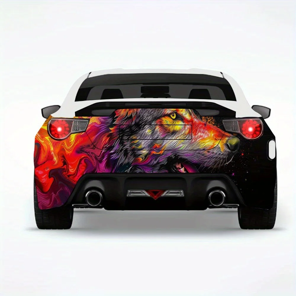 

Цвет - виниловая наклейка с головой волка, виниловая наклейка на заднюю часть автомобиля, водонепроницаемые самоклеящиеся виниловые наклейки для хвоста и бампера автомобиля