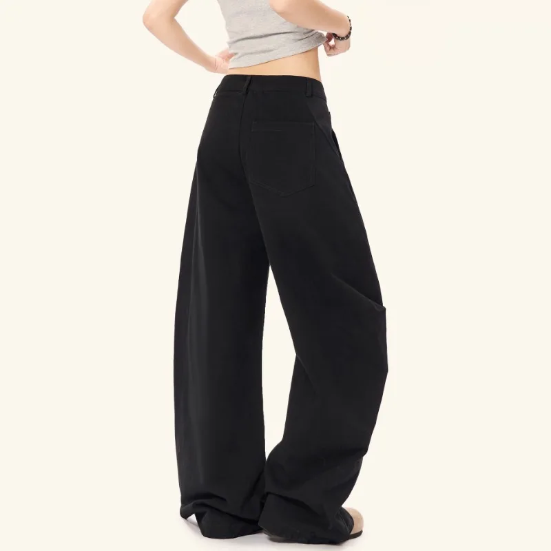 OR FL American Advanced Curved Knife Slacks 100 Cotton Women Suit Pants Baggy Versatile High Street Wide Leg Floor-length Pants