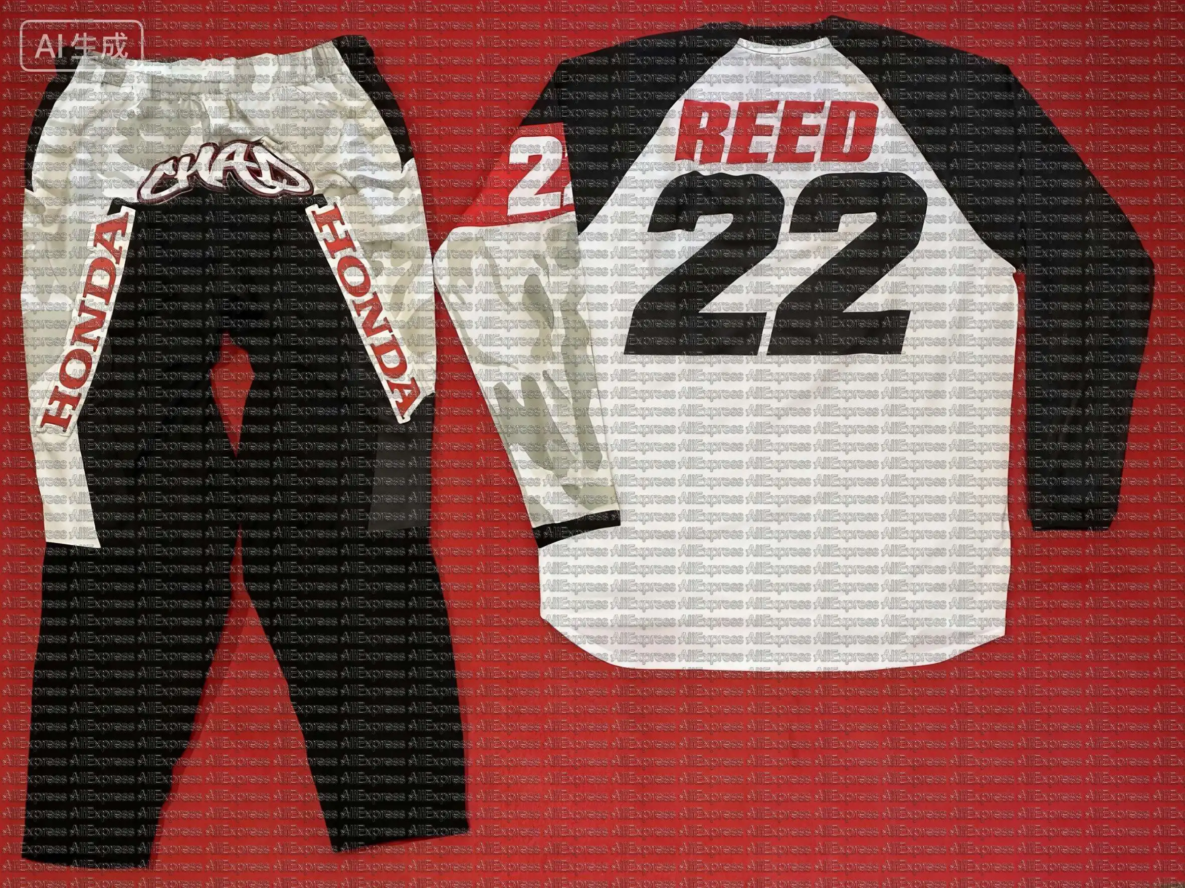 

2025 Honda #22 REED Off-Road Motocross Jersey Long Sleeve T-shirt & Pants Motorcycle Breathable MX Gear for Dirt Bike Riding