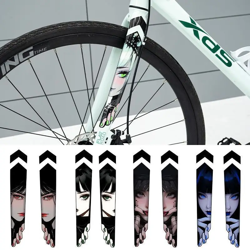 1pair Anime Eyes Stickers Waterproof Vinyl Decal for Bicycle Fork Top Tube Motorbike MTB E-Scooter Decoration Bike Customization