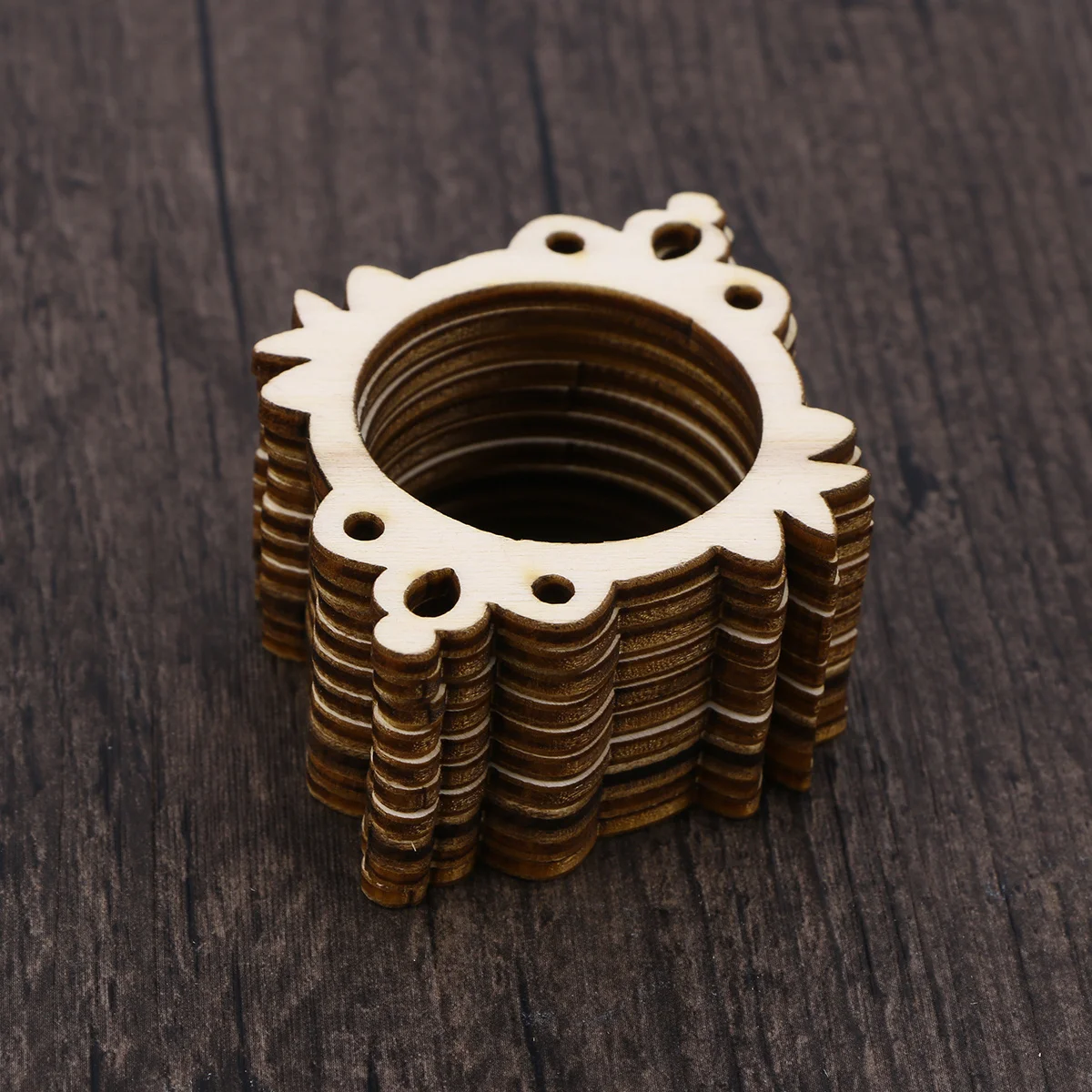 

10Pcs Wood Ornament Photo Frame Shapes European Lace Style Cutouts DIY Craft Pieces Embellishments Wooden Pieces for Party