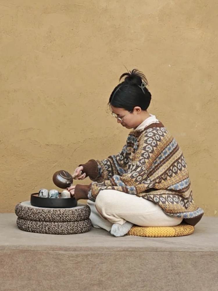 

Подушка ручной работы в стиле татами со съемным чехлом, в народном стиле, для дома, отеля, гостевой комнаты, подушка-сидушка для медитации