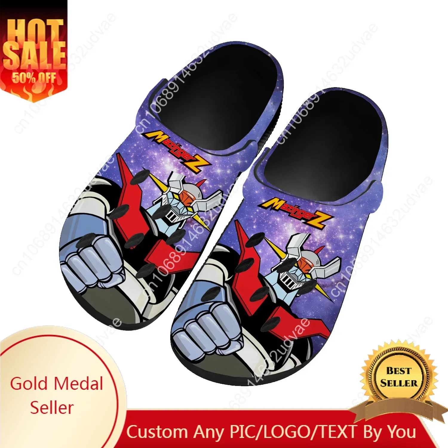 

Mazinger Z Home Water Shoes Men Women Teenager Comfortable Home Garden Clogs Custom Sandals Beach Breathable Hole Slippers