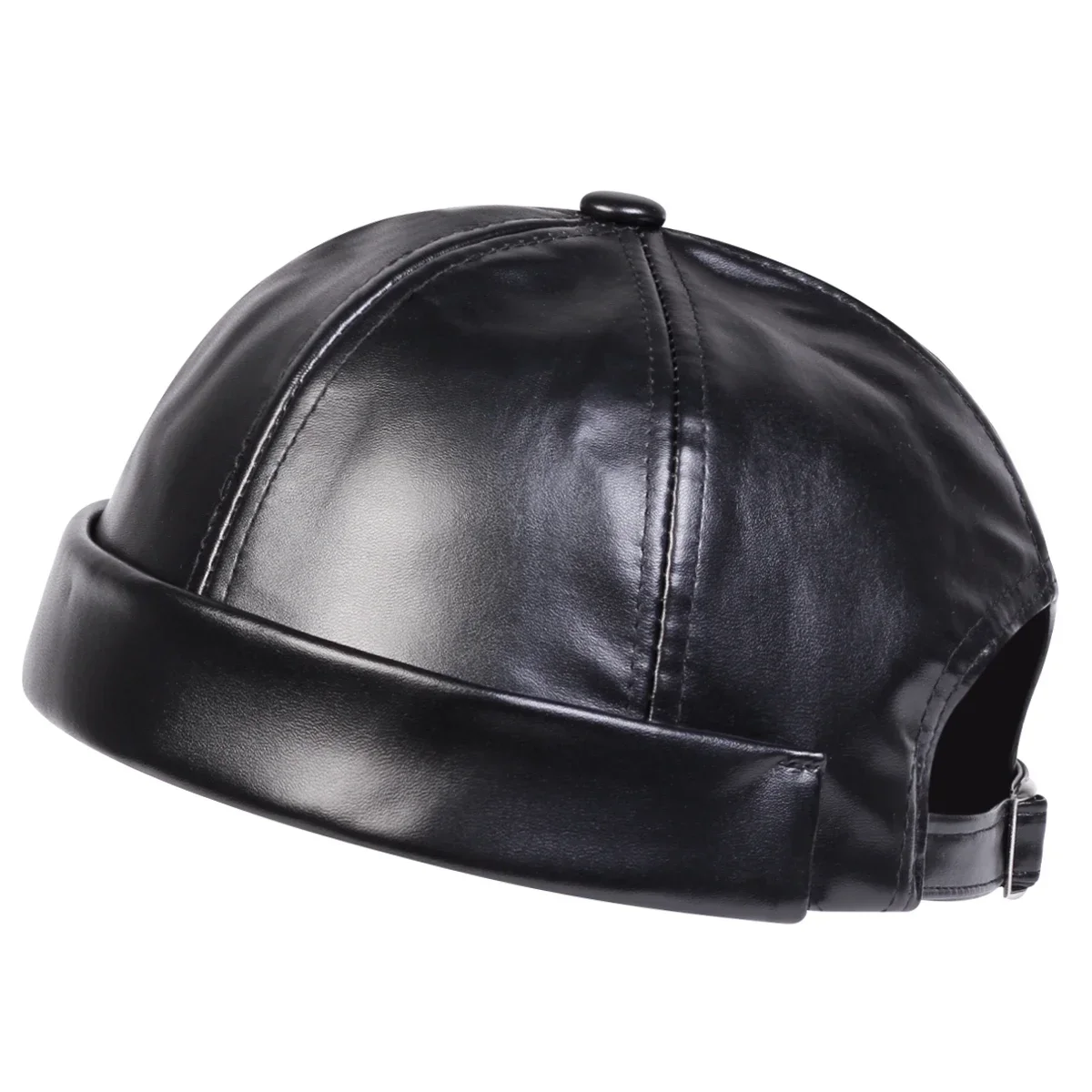 Men Solid Color PU Leather Landlord Caps Painter Cap Painter Cap Spring and Autumn Melon Skin Hats