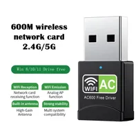 WiFi Network Adapter 600Mbps Dual Band Free Driver RTL8811CU Chip Mini USB Wireless Network Card