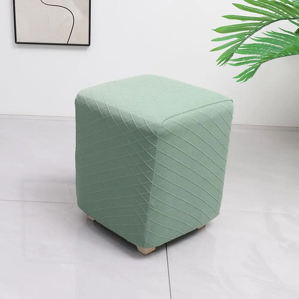 Durable Solid Color Jacquard Ottoman Cover Elastic T-Shape Footrest Slipcover Soft Footstool Case Home Decor