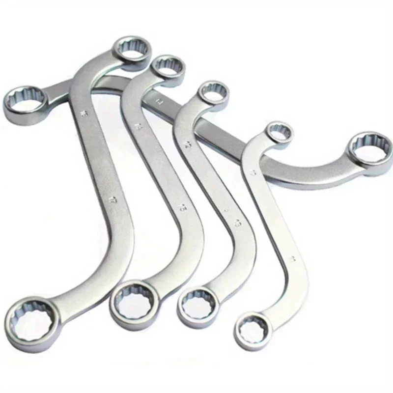 5PCS/set Double End Plum Blossom S-shaped Plum Blossom Wrench C-shaped Double Ring Plate Bent Handle Bi-directional