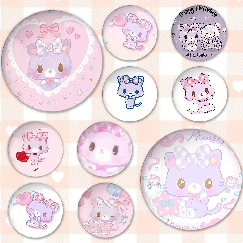 M-Mewkledreamy Niedliche Abzeichen Runde Brosche Süße Cartoon-Idol-Cosplay-Abzeichen DIY Rucksack Kleidung Schmuck Anstecknadeln