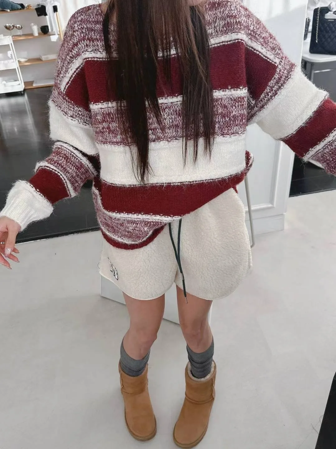 

Ретро-свитер с эффектом омоложения и цветовыми блоками, вязаный, с вертикальными полосами, женский, свободный, универсальный, зимний, новинка