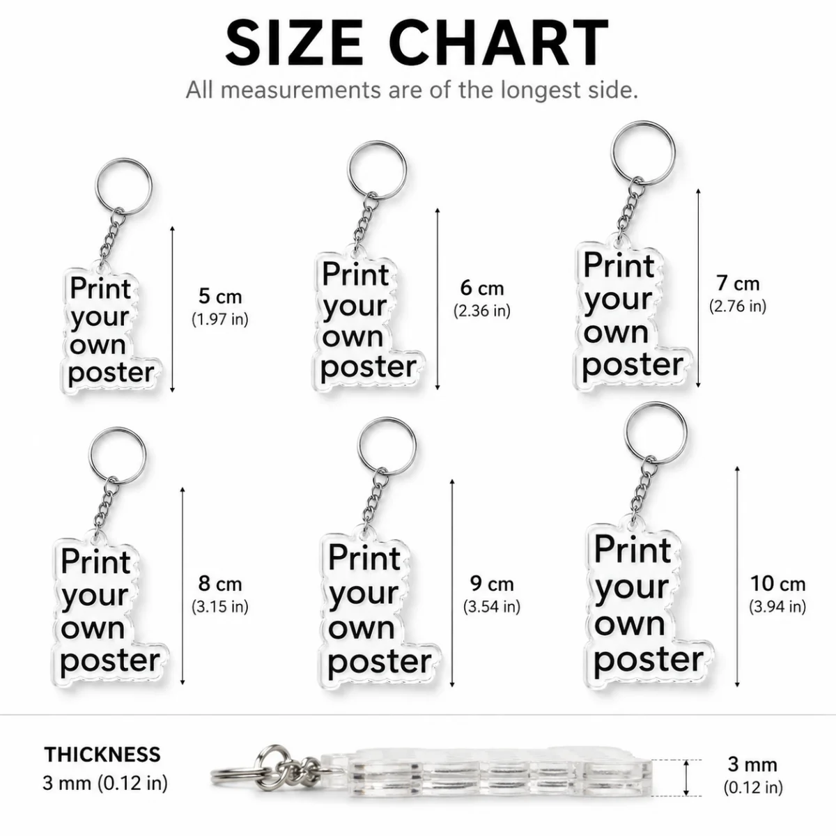 Custom Acrylic Photo Keychains—Featuring Personalized Photos, Family Portraits, or Pet Photos—Available in Various Sizes.