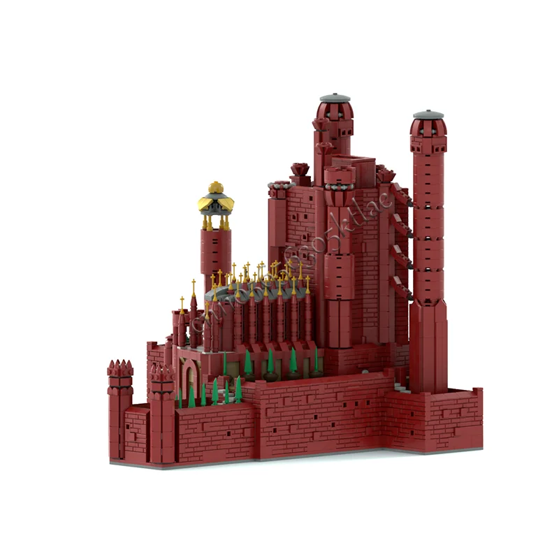 Hot 4582 Parts MOC Medieval Retro Red Castle Building Block Retro Architecture Model Display Toy Kids DIY Assembly Birthday Gift