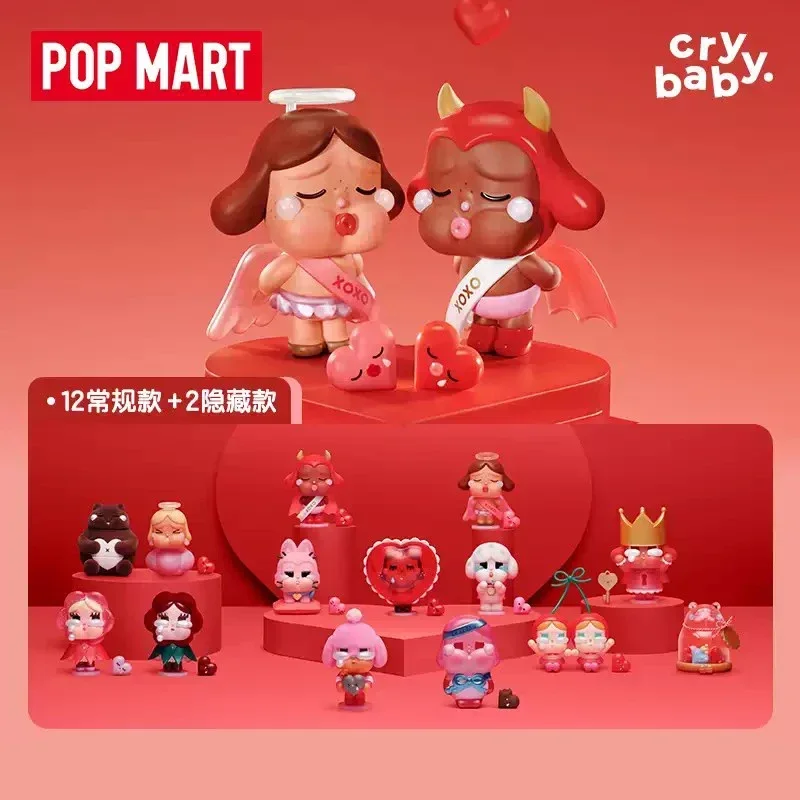 팝 마트 CRYBABY 사랑 시리즈에 대한 울음 블라인드 박스 장난감 카와이 애니메이션 액션 피규어 Caixa Caja 서프라이즈 미스터리 박스 인형 소녀 선물