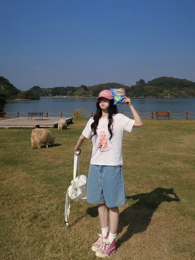 

Loose Fit Blue Jeans orts Men's Casual Sle Distred l Waist Cotton Summer Faion Ladies' Denim orts