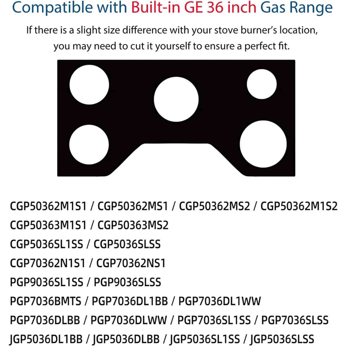Cubierta de estufa para estufa de Gas de 36 pulgadas modelo JGP5036 PGP7036 PGP9036 CGP5036 quemador de estufa reutilizable de 0,4 MM de espesor
