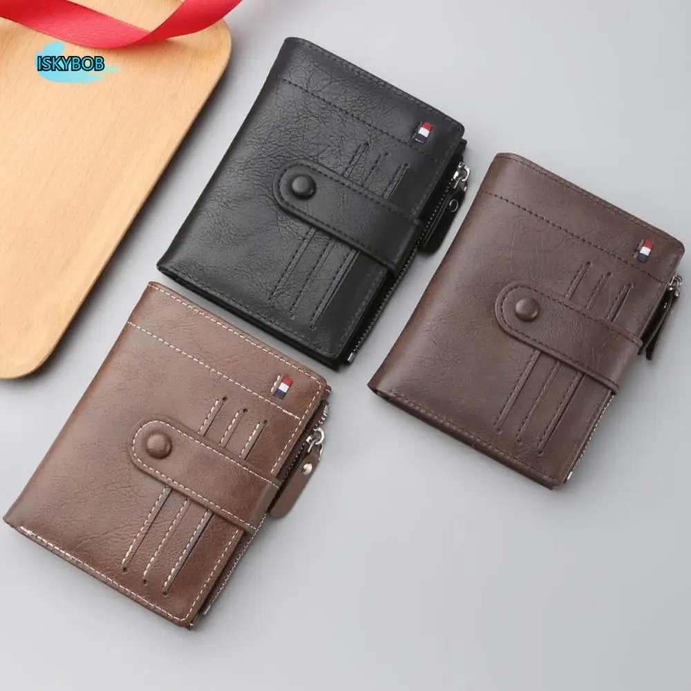 

Small Pocket Purse Men Short PU Wallet Multifunction PU Leather 2 Fold Wallets Large Capacity ID Badge Holder