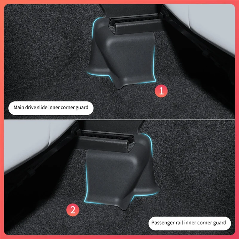 

Car Seat Corner Protector Slide Rail Half-Wrapped Seat Corner Protector For Tesla Model Y Modification Durable Easy Install