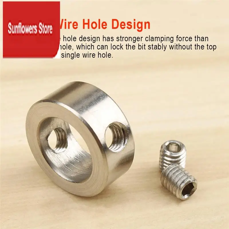 

Depth Stop Collar Set Locator Tools Drill Bit Accessories Durable Heat Resistance Stainless Steel Silver