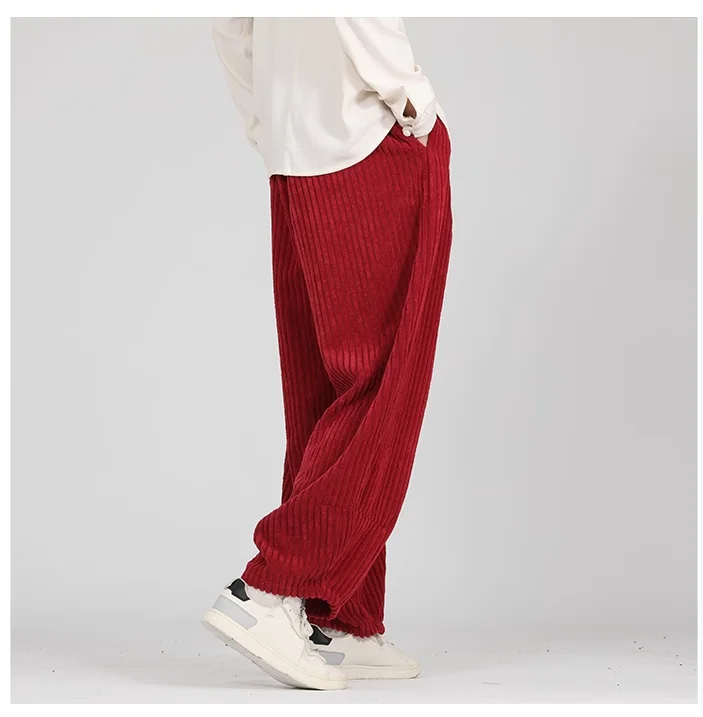 Corduroy Pants Man Baggy Embroidery Chinese Style Autumn and Winter Trousers Men