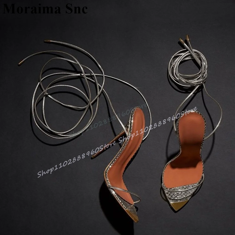 Luxuriöse flache grüne Sandalen mit schmalem Riemen, dünne High-Heel-Schuhe für Frauen, Schnürung, offene Spitze, 2025, modische Zapatos Para Mujere