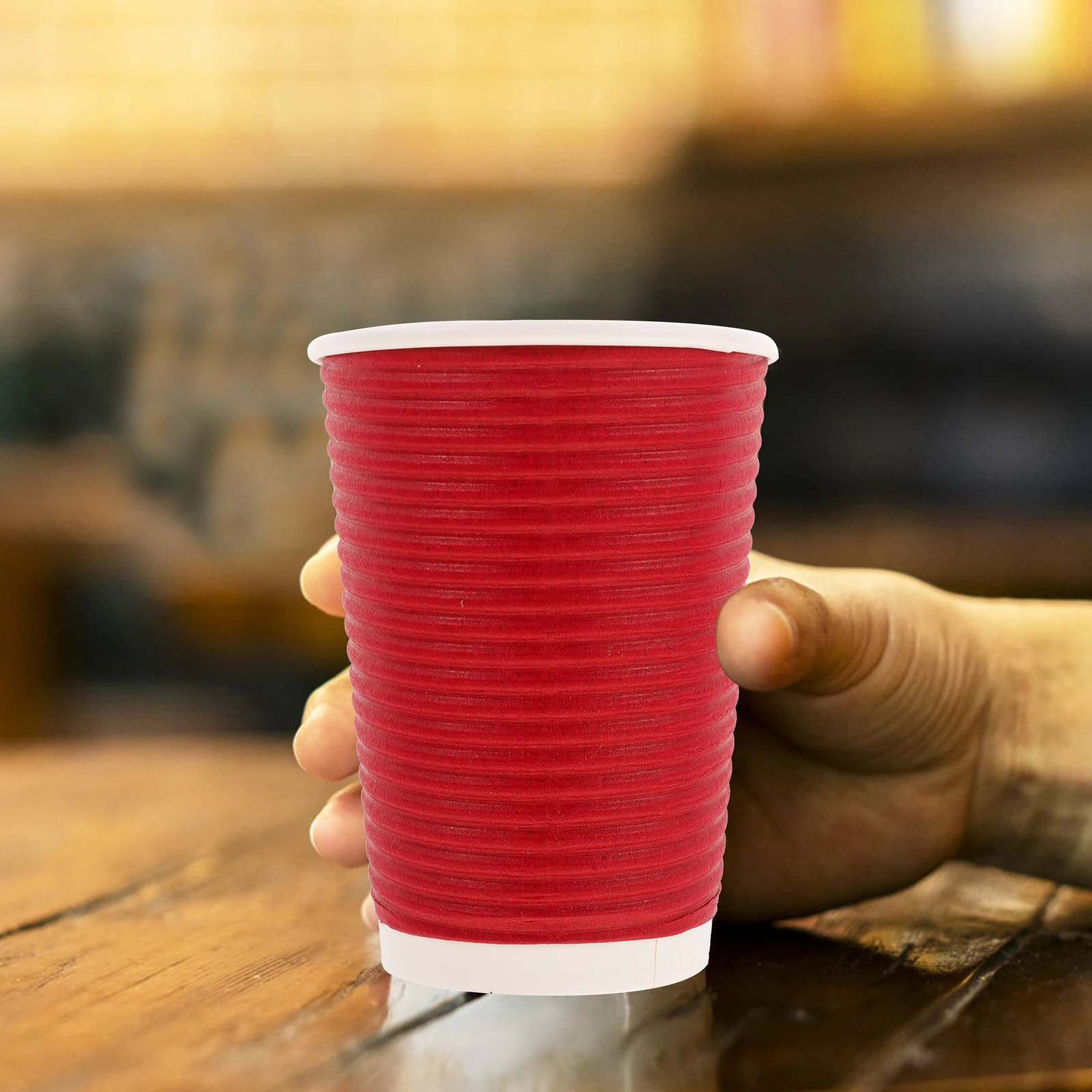 

50pcs Double Layer Coffee Paper Cups Hot Beverage Disposable Large Size Outdoor Practical Juice Corrugated Stylish Comfortable