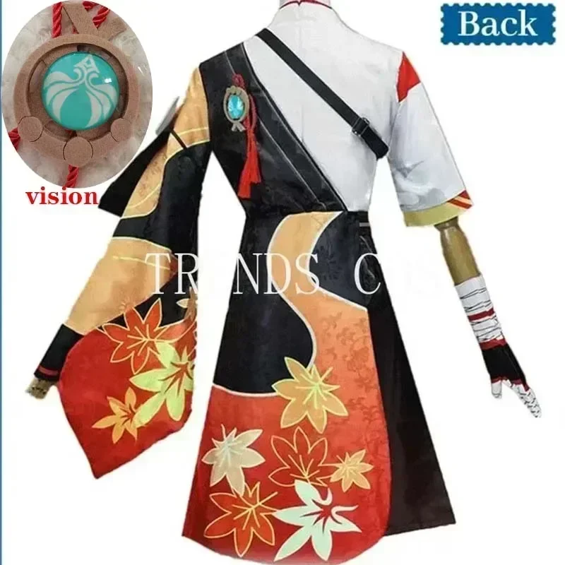 Kaedehara Kazuha Cosplay Costume, tecido texturizado, kimono Kazuha, roupa de Halloween Carnival, conjunto completo, luvas, meias, peruca para quadrinhos