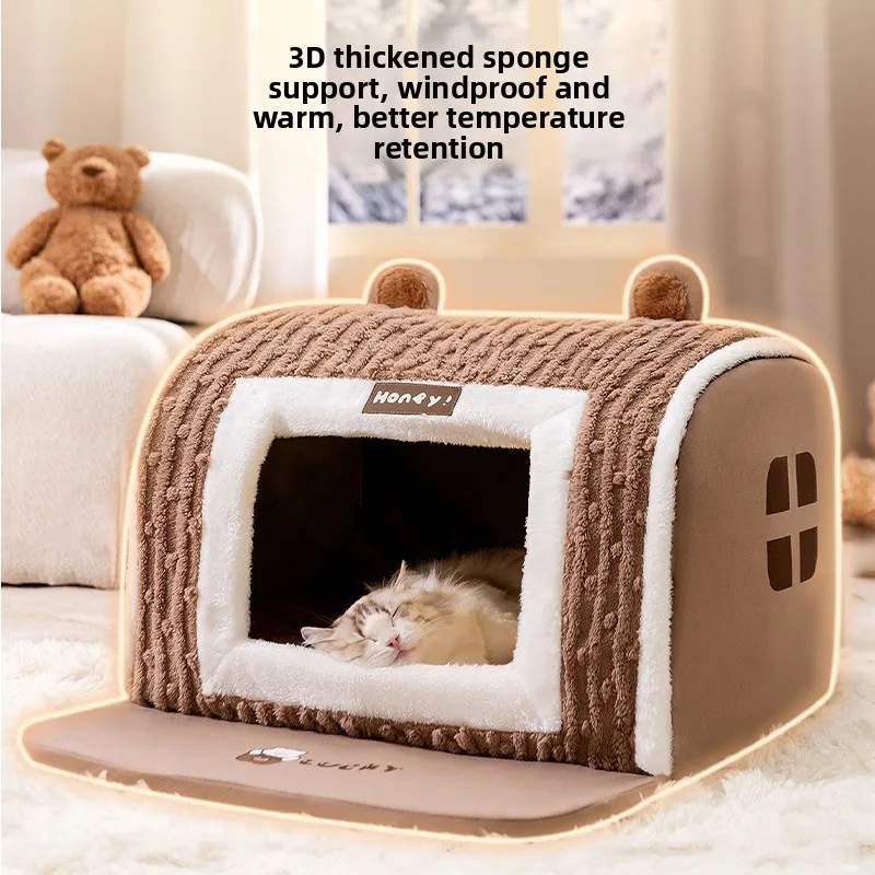 بيت قطط دافئ للشتاء، فيلا مغلقة آمنة، مأوى للقطط، مستلزمات حظائر الكلاب، عش قطط مريح، مخبأ للحيوانات الأليفة