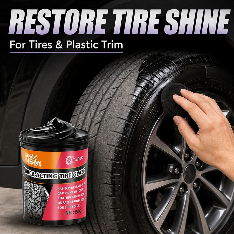 150g Tire Blackening Wax, Long-Lasting Gloss Restorer for Car Motorcycle Tires, Crack Resistant and Scratch Covering Formula