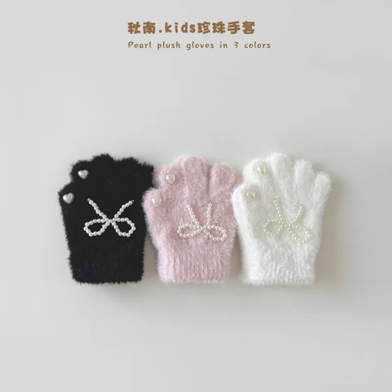 

3-8Y Winter Knitted Children Gloves Warm Soft Rabbit Wool Cartoons Kids Gloves Child Full Finger Boys Girls Mitten