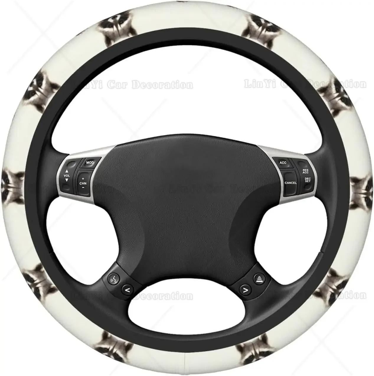 Funny Raccoon Steering Wheel Cover Breathable Anti-Slip Elastic Stretch Car Interior Accessories for Cars SUVs Trucks Vans