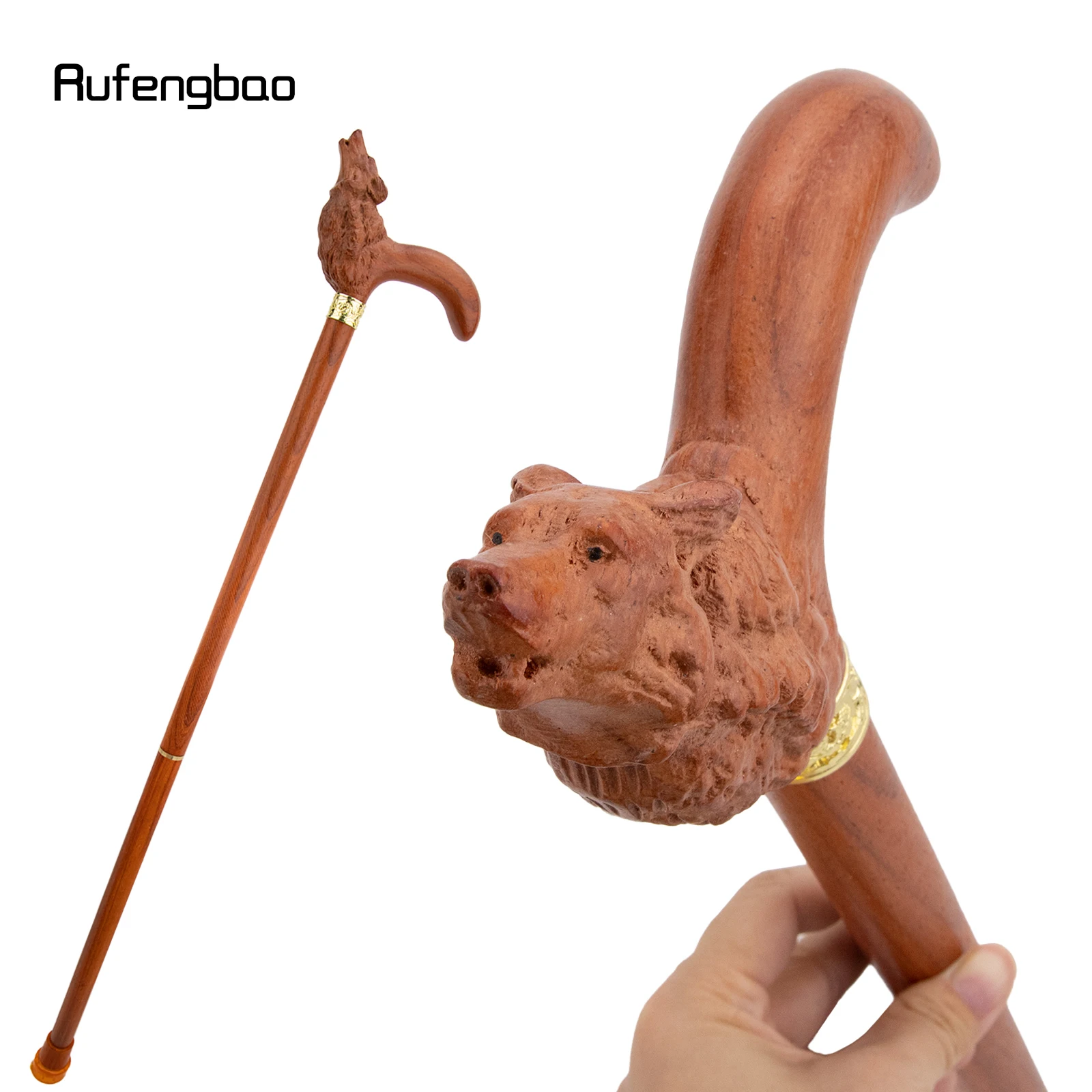 البني الأحمر الذئب خشبية عصا الموضة الزخرفية مصاص دماء تأثيري حفلة الخشب عصا للمشي هالوين الصولجان العصا Crosier 95 سنتيمتر