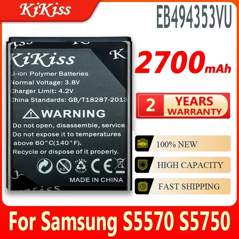 Replacement Battery For SAMSUNG S5330 GT-S5570 i559 S5570 S5232 C6712 S5750 Battery EB494353VU 2700mAh