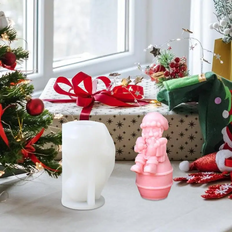 Silicone Candle Mould Santa Claus Candle Decoration Handmade Christmas Themed Keychain Pendant Mould For Candle Crafts Dessert