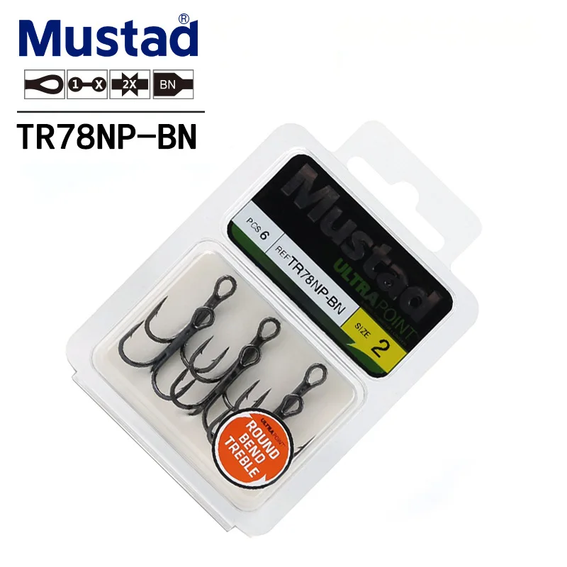 Wholesale Mustad TR78NP-BN Round Bottom Fishing HOOK Double Strong Triple Bench Hook Thickened Triple Anchor Road Hook Bass