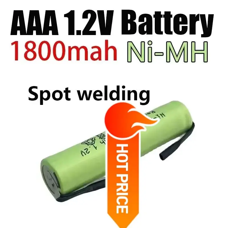 

AAA 1800mAh Rechargeable Ni-Mh Cell Battery 1.2V with Solder Tabs for Electric Shavers And Toothbrushes Compatible with Philips