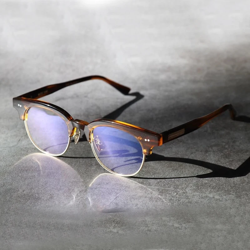 

Japanese Handmade Semi Rimless Eyeglasses Men Classic Trendy Glasses Frame Women High Quality Vintage Half Frameless Eyewear