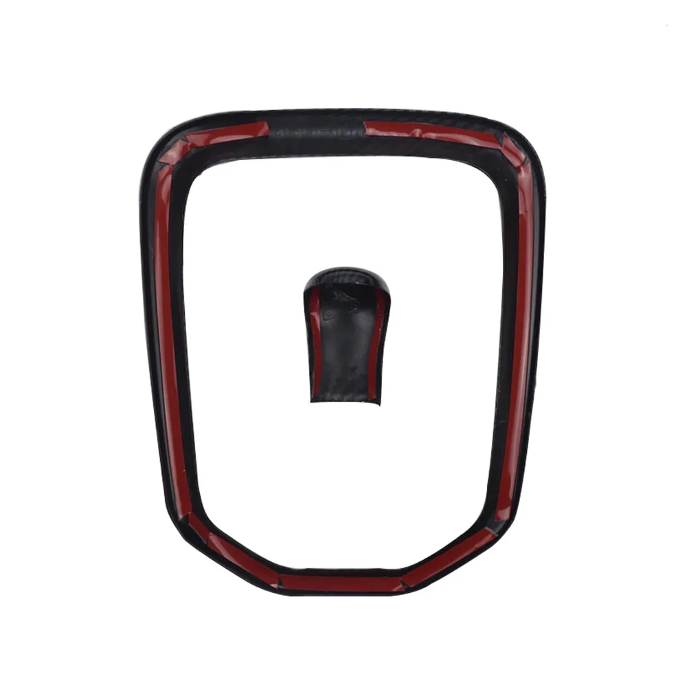 2pcs Manual Gear Shift Frame Knob Cover Carbon Fiber Color Bamboo Grain for Toyota Hilux Revo Conquest 2015 -2021