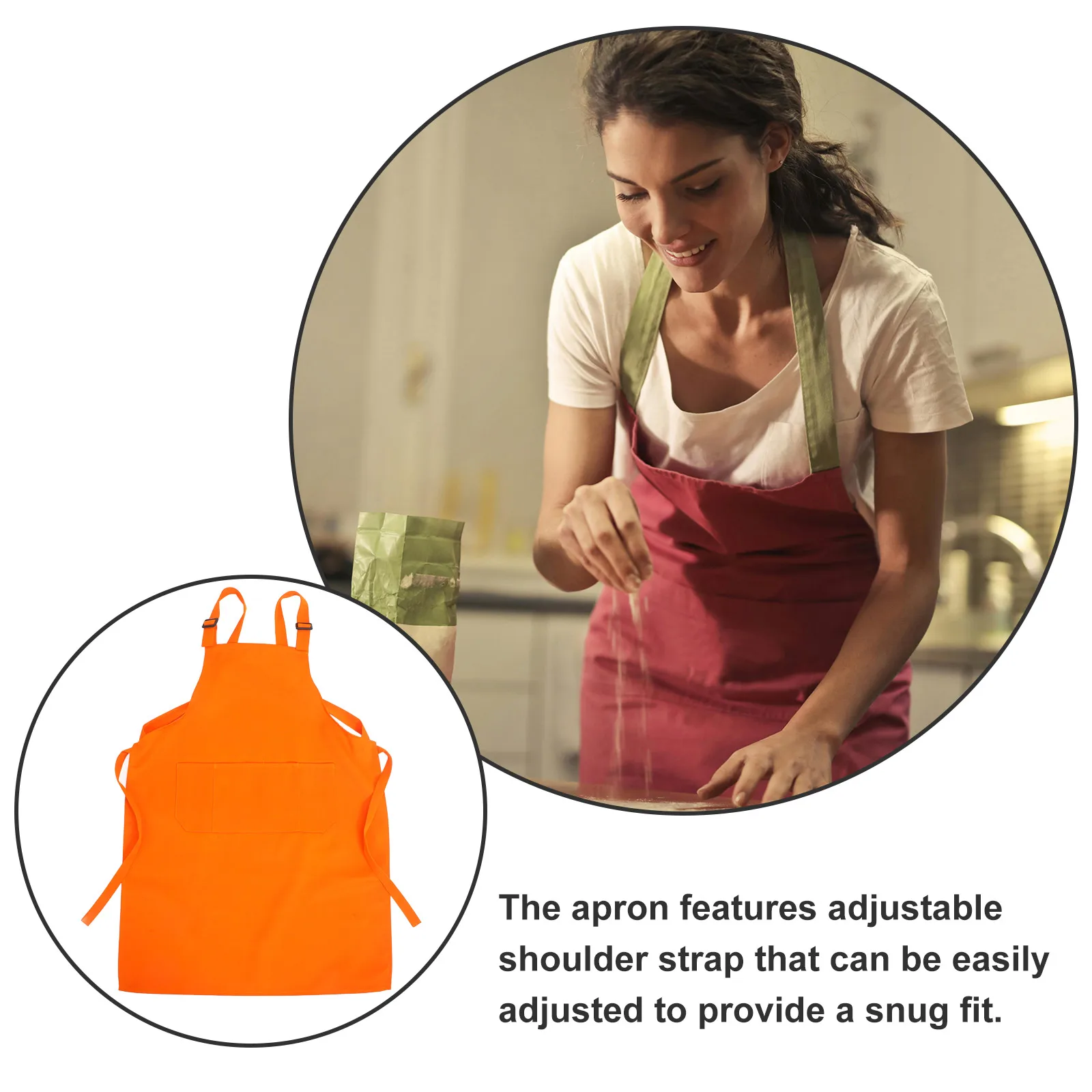 

Printed H-string Apron Adjustable With Pocket Pouch Household for Women Work