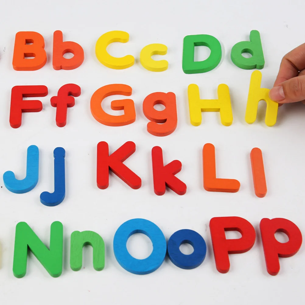 52pcs Wooden Alphabet Set Kids Educational Fine Motor Skills Learning Puzzle Toddler Birthday Gift Interactive Children Activity