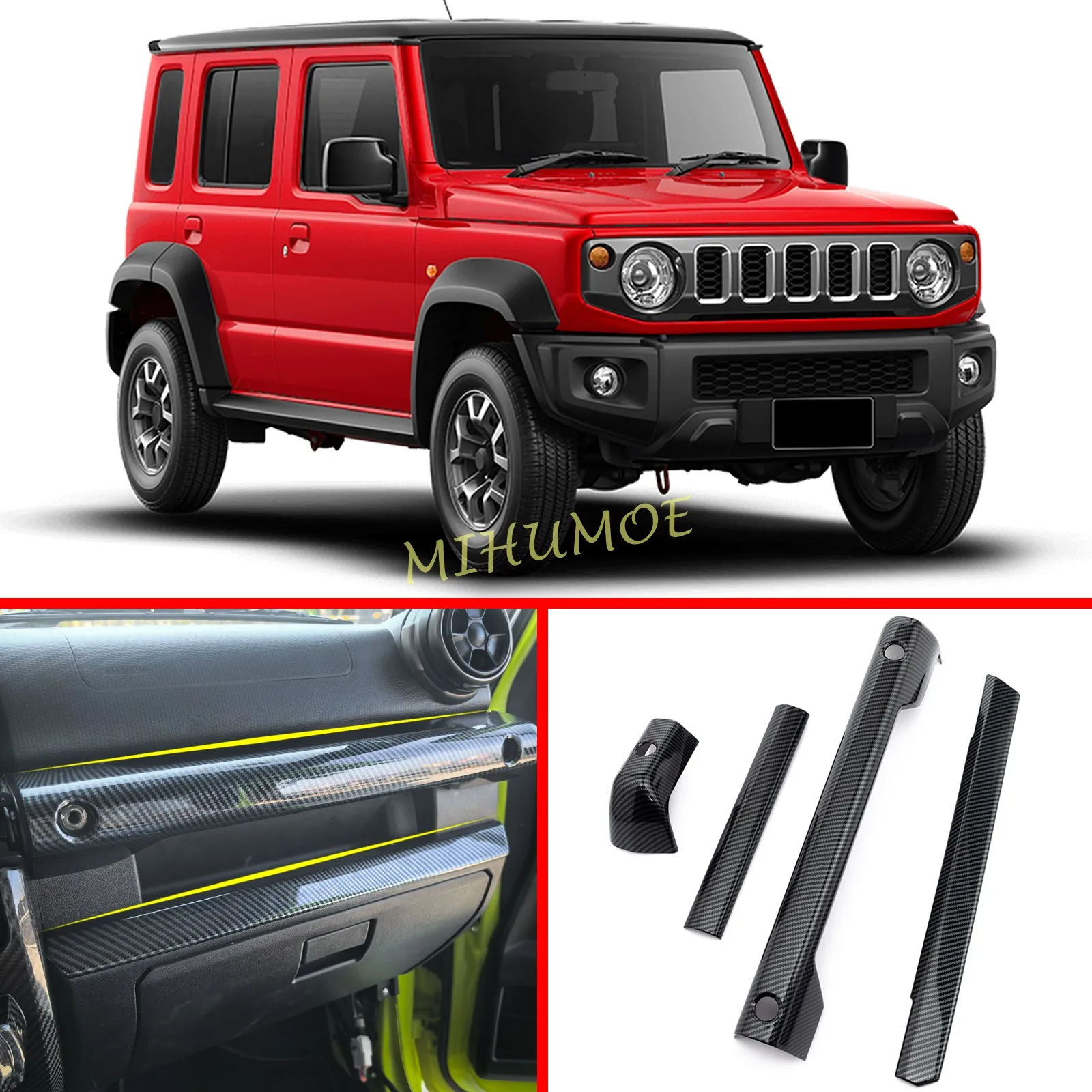 

For Suzuki Jimny 2019-2025 Interior Dashboard Center Console Panel Strip Trims Decor Cover Carbon Fiber Car Accessories LHD