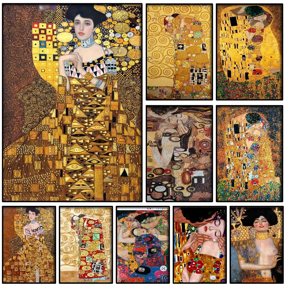 1PC Artist Gustav Klimt Abstract Poster Self-adhesive Art Waterproof Paper Sticker Coffee House Bar Room Wall Decor