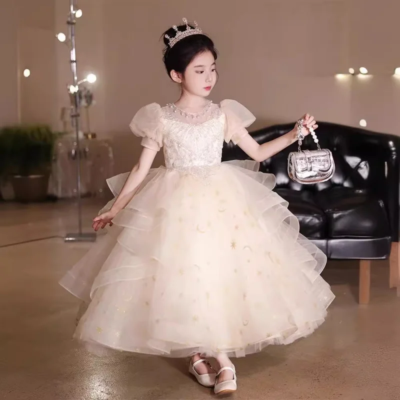 

Girls' Formal Birthday Princess Dress Flower Girl High-End Children's Little Host Show Piano Performance Costume Summer