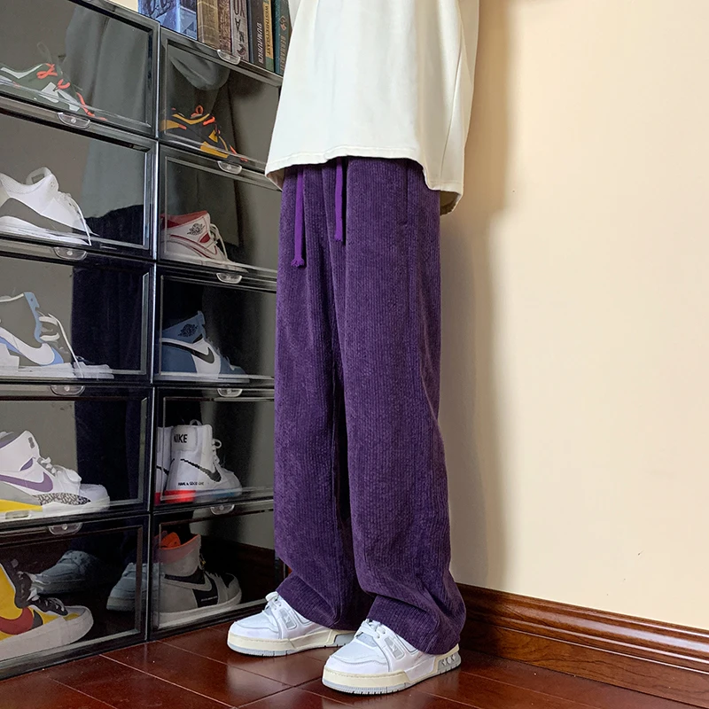 2024 novo outono calças de veludo dos homens streetwear casual em linha reta sweatpant jogger hombre M-5XL