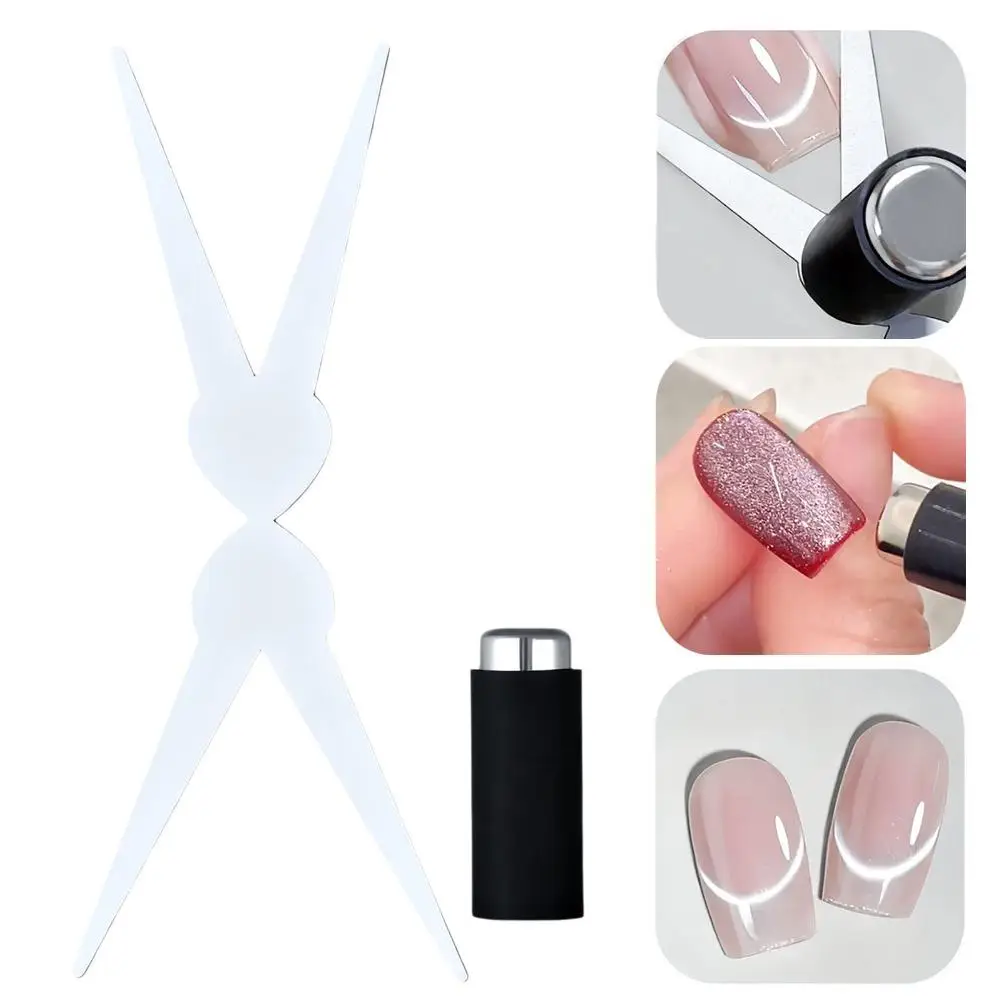 Outil de Nail Art magnétique multifonction français 2 en 1, ligne 3D, chat, avec fer, nouveaux aimants cylindriques puissants, conception demi-lune, outil de bricolage
