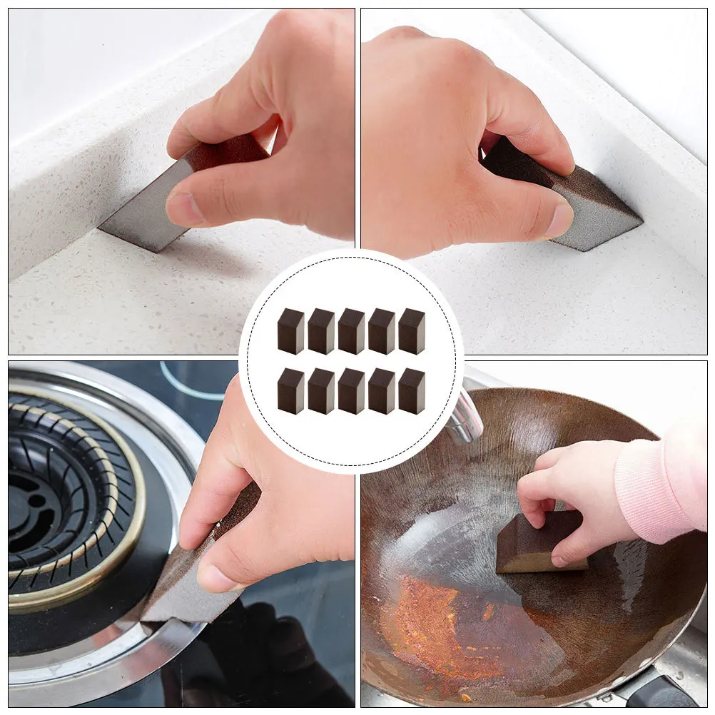 

10Pcs Reusable Kitchen Emery Sponge Brushes Efficient Dishcloth Pot Cleaning Tools Quick Drying Kitchen Cleaning Brush