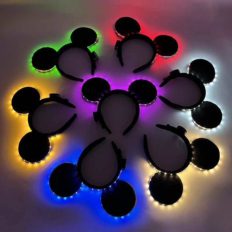 Luminous Glowing Headband LED Mickey Hairband Birthday Party Supplies Boy Girl Headwear Mouse Ears Hair Band Hair Accessories