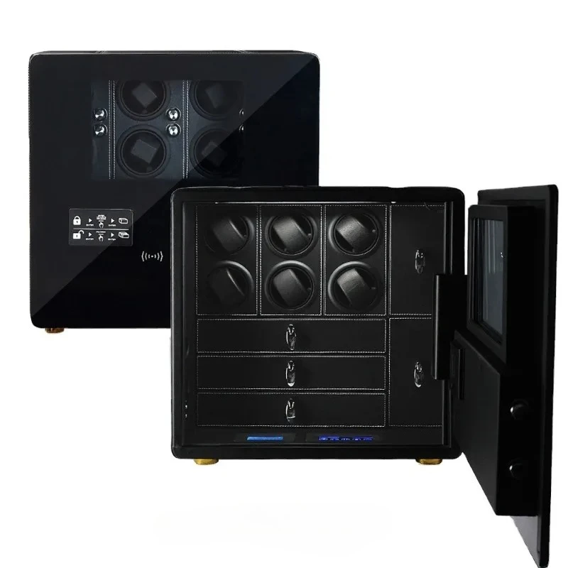 Luxury Brown Hotel Watch Safe Boxes Automatic Winding Rotation Mechanical Watches Storage Cabinet Showcase