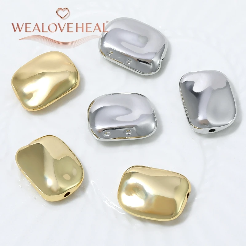 perlen für schmuckherstellung, schmuckherstellung zubehör, 15,5x12mm massive, flache, rechteckige Spacer-Perlen, 18K vergoldetes Messing, hochglanzpoliert, für Armbänder, Halsketten und Schmuckherstellung – Detail 18
